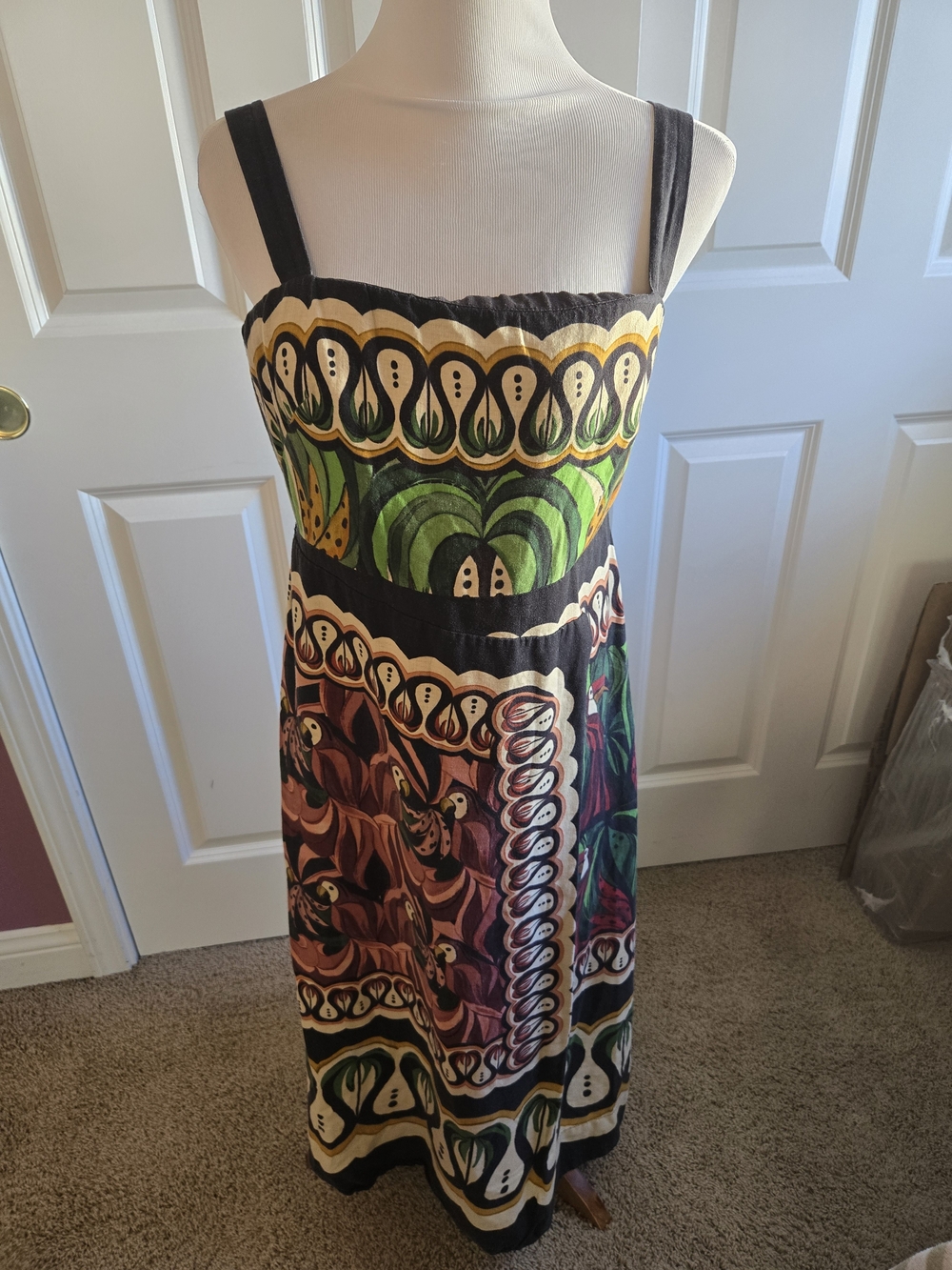 FARM Rio Black-Strap Multicolor Printed Maxi Dress